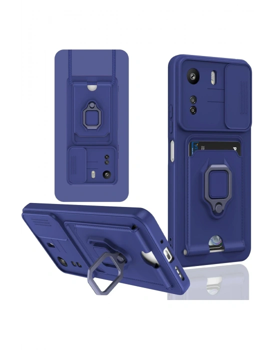 Newface Xiaomi Redmi 13C Kılıf Zuma Kartvizitli Yüzüklü Silikon - Lacivert