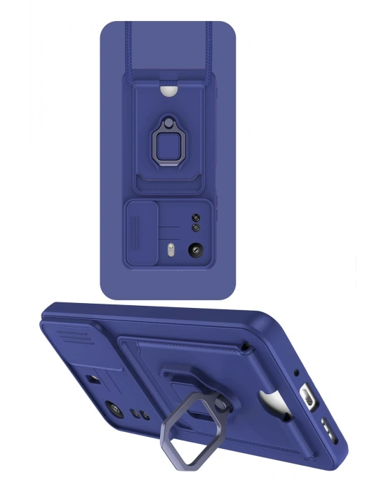 Newface Xiaomi Redmi 13C Kılıf Zuma Kartvizitli Yüzüklü Silikon - Lacivert