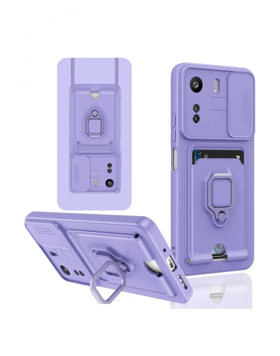 Newface Xiaomi Redmi 13C Kılıf Zuma Kartvizitli Yüzüklü Silikon - Lila