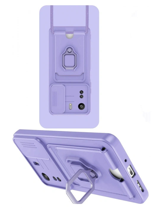 Newface Xiaomi Redmi 13C Kılıf Zuma Kartvizitli Yüzüklü Silikon - Lila