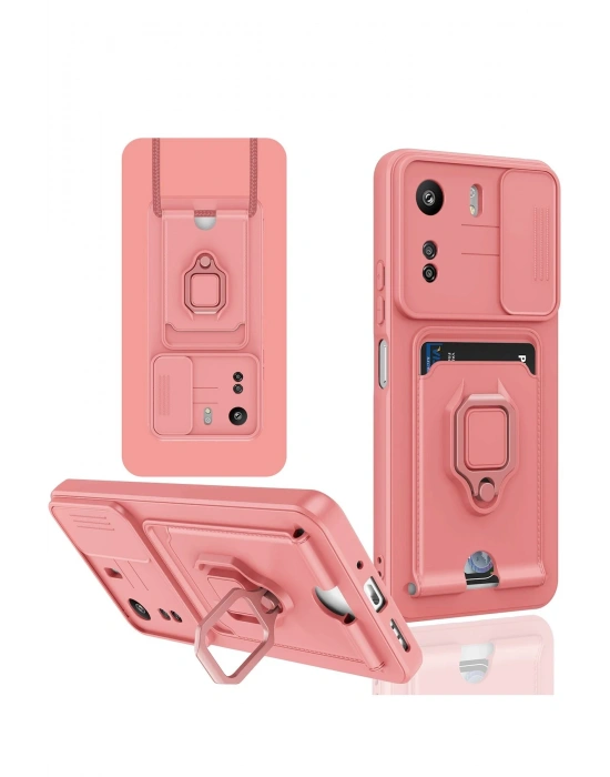 Newface Xiaomi Redmi 13C Kılıf Zuma Kartvizitli Yüzüklü Silikon - Pembe