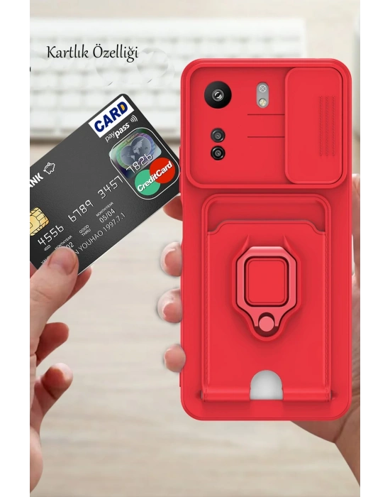 Newface Xiaomi Redmi 13C Kılıf Zuma Kartvizitli Yüzüklü Silikon - Yeşil