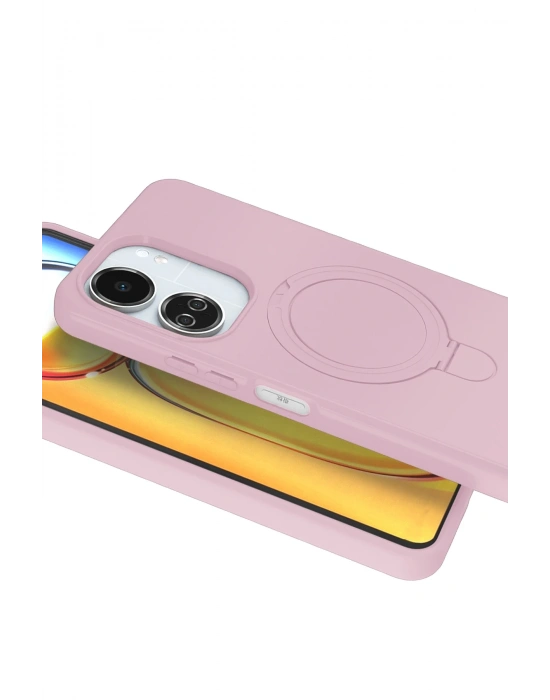 Newface Xiaomi Redmi 13C Regal Magsafe Standlı Kapak - Açık Pembe
