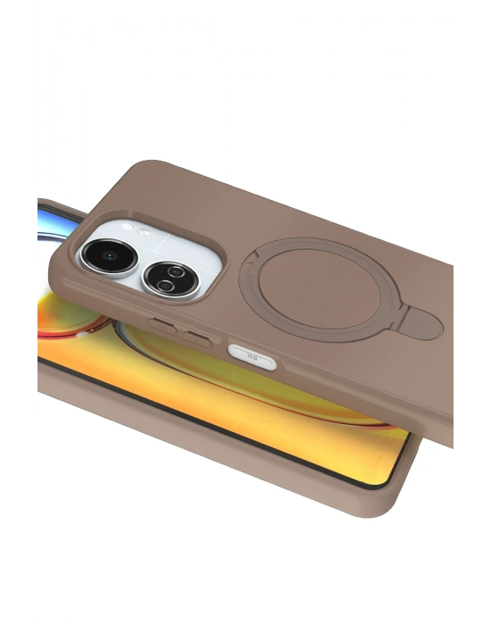 Newface Xiaomi Redmi 13C Regal Magsafe Standlı Kapak - Çöl Titanyum