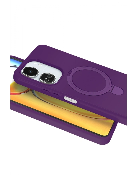 Newface Xiaomi Redmi 13C Regal Magsafe Standlı Kapak - Derin Mor