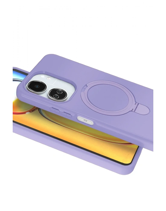 Newface Xiaomi Redmi 13C Regal Magsafe Standlı Kapak - Lila