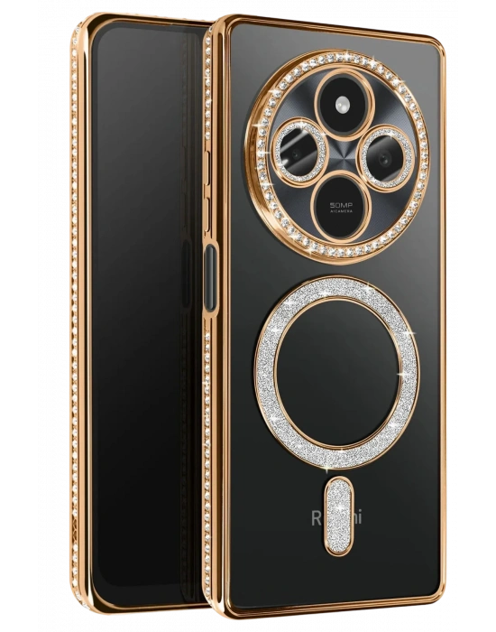 Newface Xiaomi Redmi 14C Joke Simli Magneticsafe Kılıf - Gold