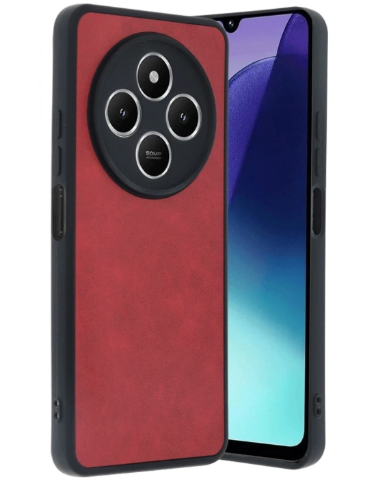 Newface Xiaomi Redmi 14C Kılıf Aras Deri Kapak - Kırmızı