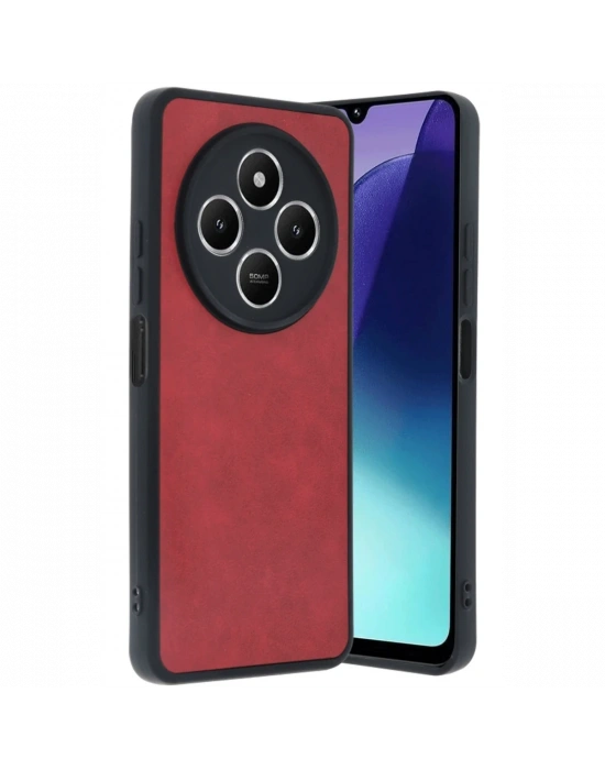 Newface Xiaomi Redmi 14C Kılıf Aras Deri Kapak - Kırmızı