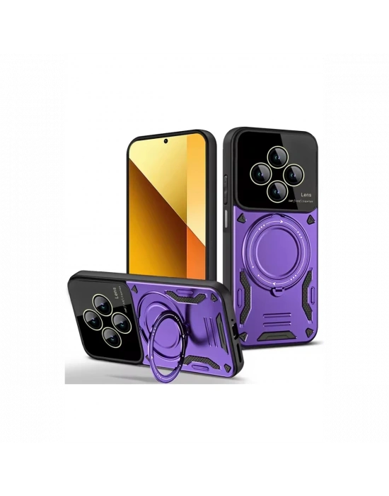 Newface Xiaomi Redmi 14C Kılıf Joy Lens Standlı Kapak - Mor