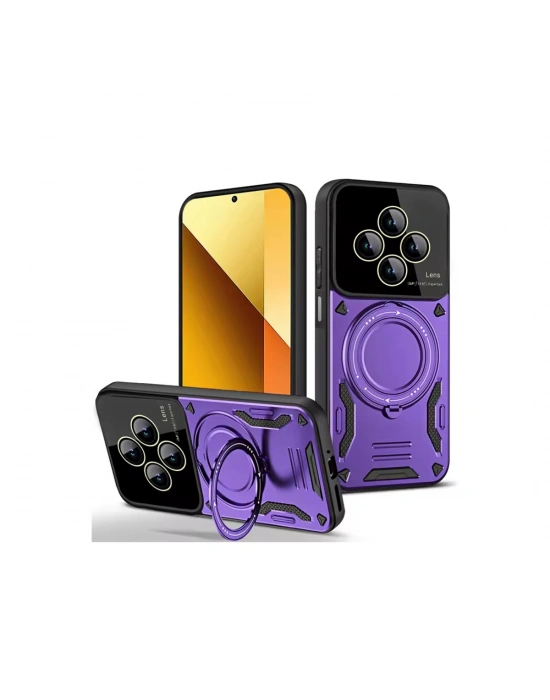 Newface Xiaomi Redmi 14C Kılıf Joy Lens Standlı Kapak - Mor