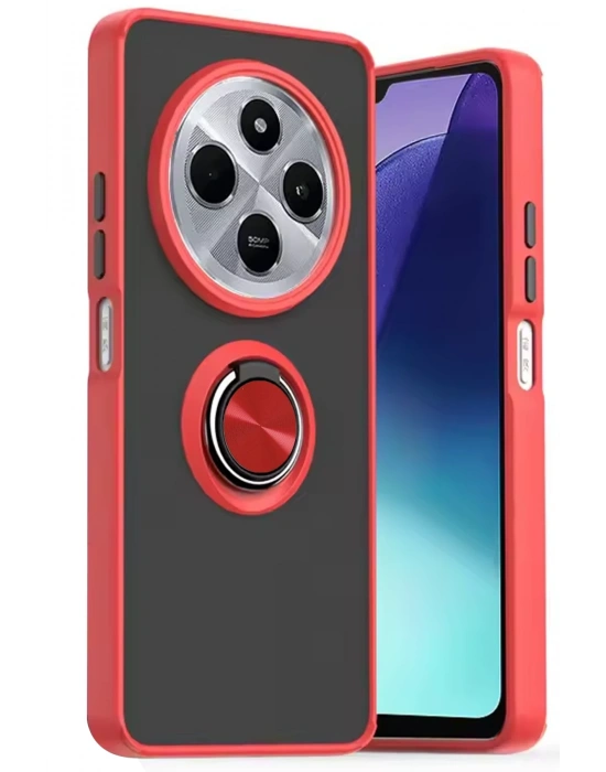 Newface Xiaomi Redmi 14C Kılıf Montreal Yüzüklü Silikon Kapak - Kırmızı