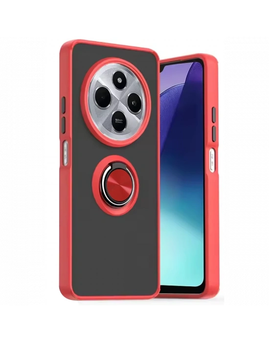 Newface Xiaomi Redmi 14C Kılıf Montreal Yüzüklü Silikon Kapak - Kırmızı