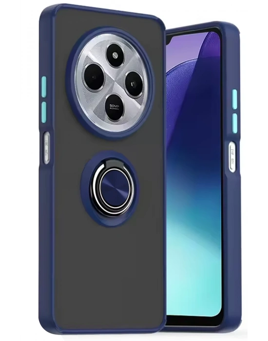 Newface Xiaomi Redmi 14C Kılıf Montreal Yüzüklü Silikon Kapak - Lacivert