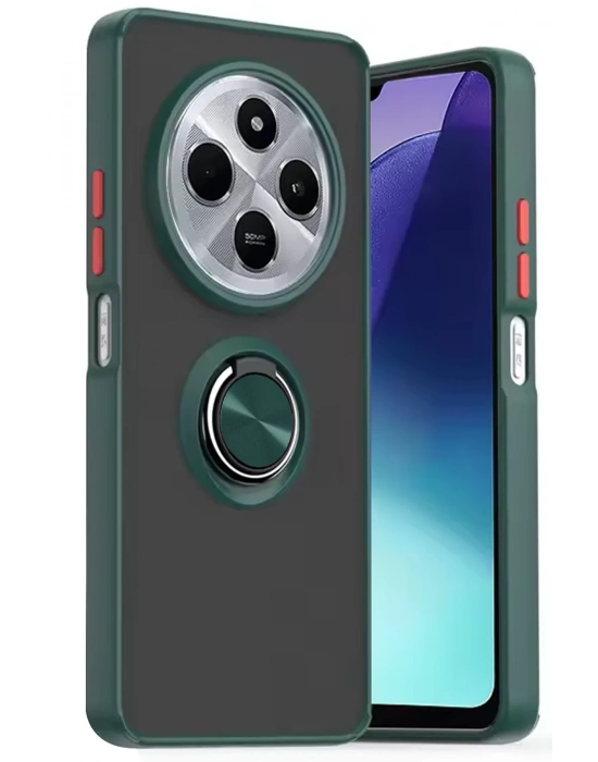 Newface Xiaomi Redmi 14C Kılıf Montreal Yüzüklü Silikon Kapak - Yeşil