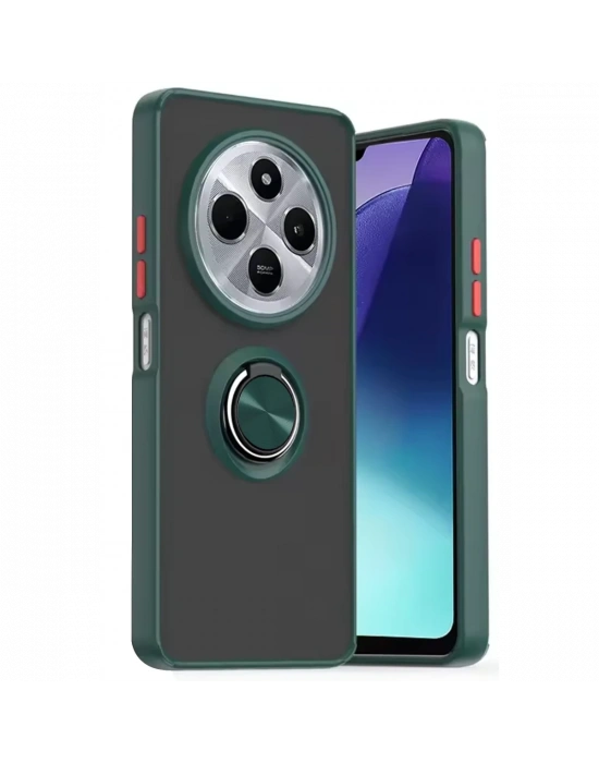 Newface Xiaomi Redmi 14C Kılıf Montreal Yüzüklü Silikon Kapak - Yeşil