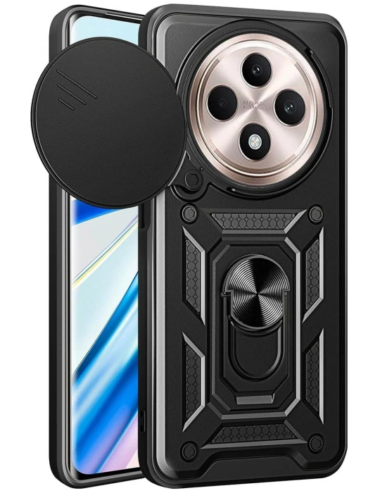 Newface Xiaomi Redmi 14C Kılıf Pars Lens Yüzüklü Silikon - Siyah