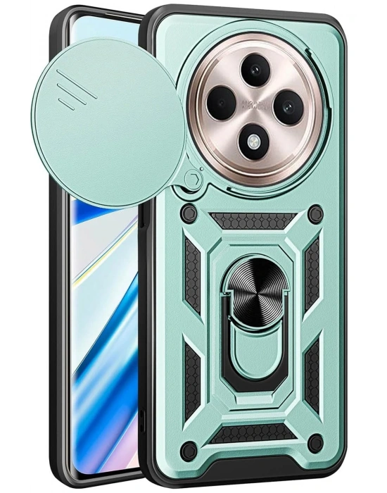 Newface Xiaomi Redmi 14C Kılıf Pars Lens Yüzüklü Silikon - Yeşil