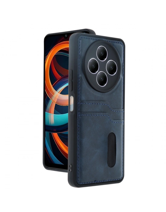 Newface Xiaomi Redmi 14C Kılıf Sara Kartvizitli Deri Kılıf - Lacivert