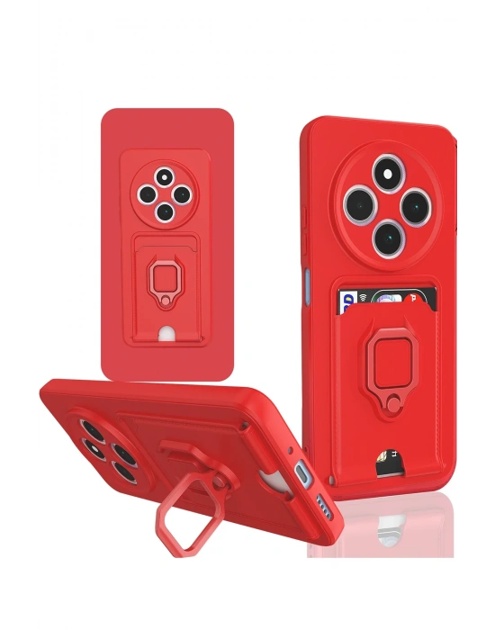 Newface Xiaomi Redmi 14C Kılıf Zuma Kartvizitli Yüzüklü Silikon - Kırmızı