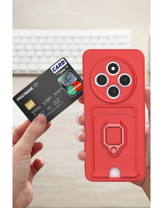 Newface Xiaomi Redmi 14C Kılıf Zuma Kartvizitli Yüzüklü Silikon - Kırmızı