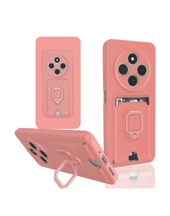 Newface Xiaomi Redmi 14C Kılıf Zuma Kartvizitli Yüzüklü Silikon - Pembe