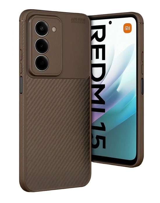 Newface Xiaomi Redmi 15 4G Auto Focus Karbon Kapak - Kahverengi