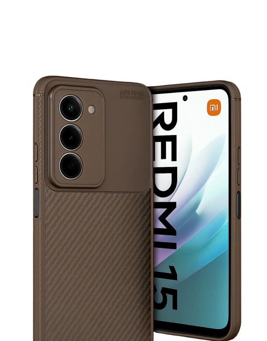 Newface Xiaomi Redmi 15 4G Auto Focus Karbon Kapak - Kahverengi