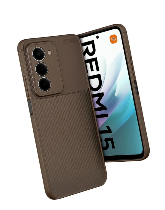 Newface Xiaomi Redmi 15 4G Auto Focus Karbon Kapak - Kahverengi