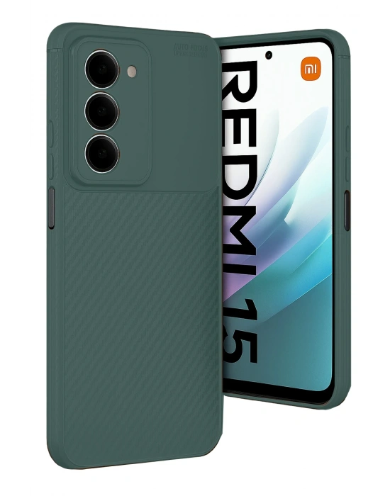 Newface Xiaomi Redmi 15 4G Auto Focus Karbon Kapak - Koyu Yeşil