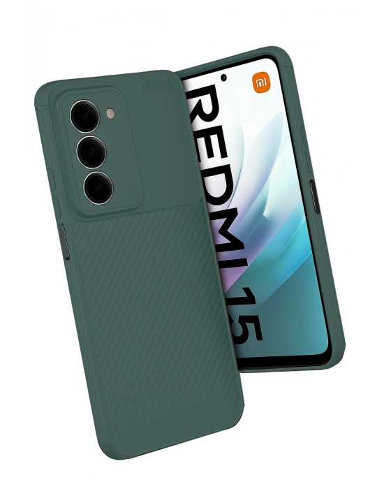 Newface Xiaomi Redmi 15 4G Auto Focus Karbon Kapak - Koyu Yeşil