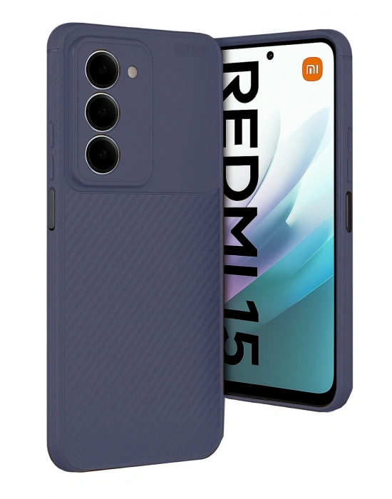 Newface Xiaomi Redmi 15 4G Auto Focus Karbon Kapak - Lacivert