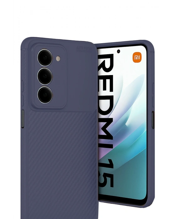 Newface Xiaomi Redmi 15 4G Auto Focus Karbon Kapak - Lacivert