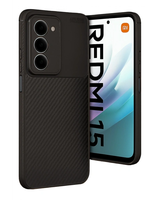 Newface Xiaomi Redmi 15 4G Auto Focus Karbon Kapak - Siyah