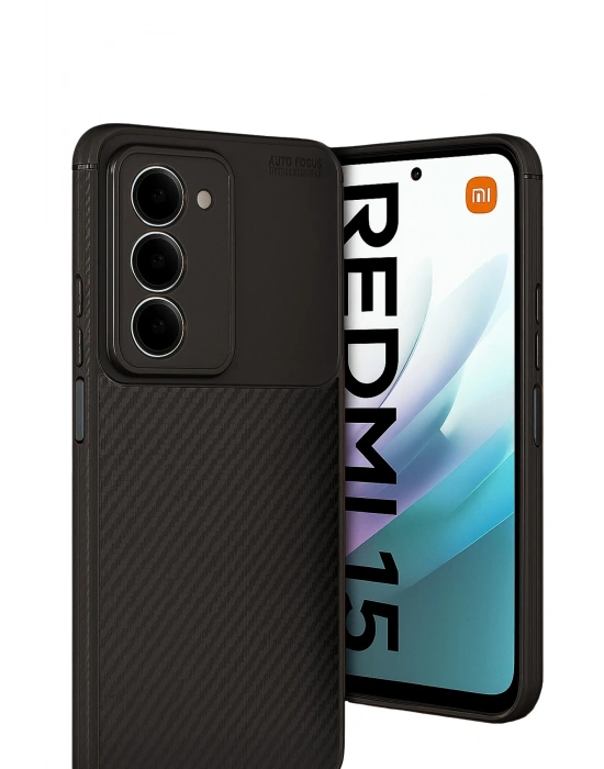 Newface Xiaomi Redmi 15 4G Auto Focus Karbon Kapak - Siyah