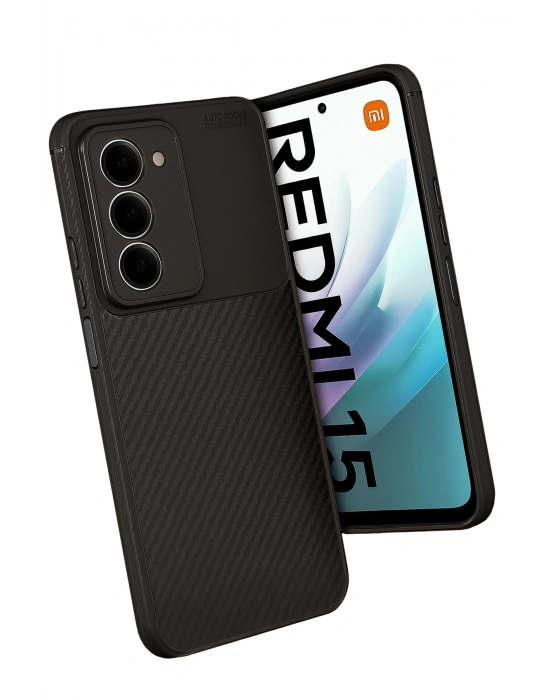 Newface Xiaomi Redmi 15 4G Auto Focus Karbon Kapak - Siyah