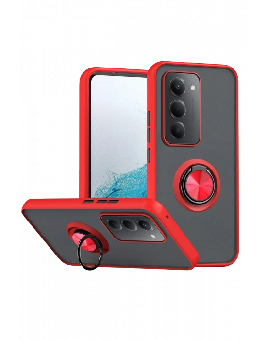 Newface Xiaomi Redmi 15 4G Montreal Yüzüklü Silikon Kapak - Kırmızı
