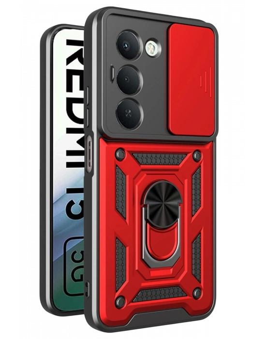 Newface Xiaomi Redmi 15 4G Pars Lens Yüzüklü Silikon - Kırmızı