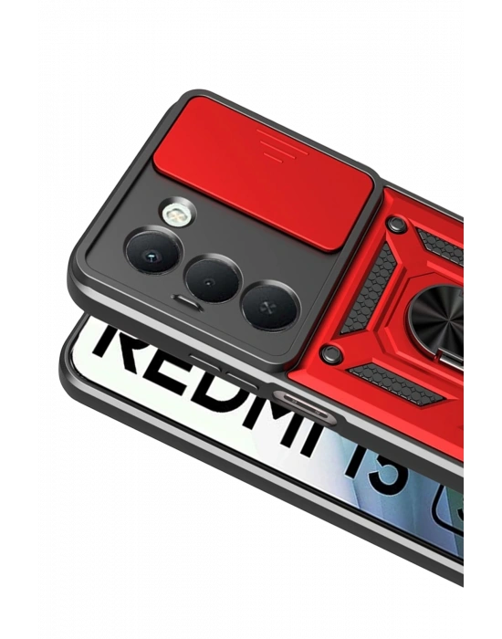 Newface Xiaomi Redmi 15 4G Pars Lens Yüzüklü Silikon - Kırmızı