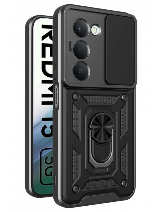 Newface Xiaomi Redmi 15 4G Pars Lens Yüzüklü Silikon - Siyah