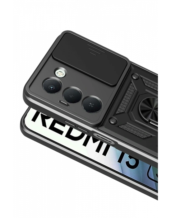 Newface Xiaomi Redmi 15 4G Pars Lens Yüzüklü Silikon - Siyah