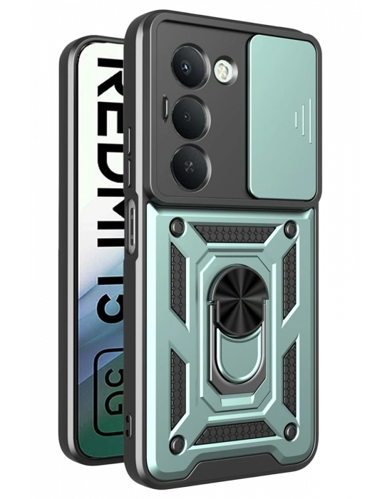 Newface Xiaomi Redmi 15 4G Pars Lens Yüzüklü Silikon - Yeşil