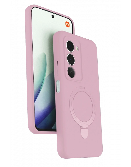Newface Xiaomi Redmi 15 4G Regal Magsafe Standlı Kapak - Açık Pembe