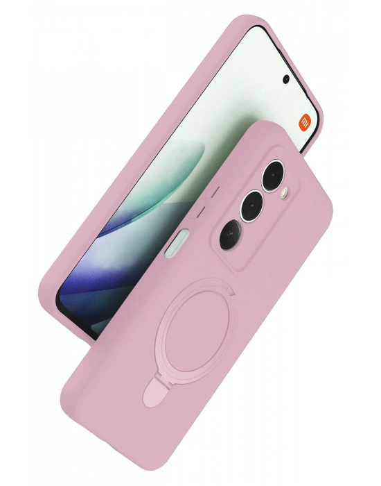 Newface Xiaomi Redmi 15 4G Regal Magsafe Standlı Kapak - Açık Pembe