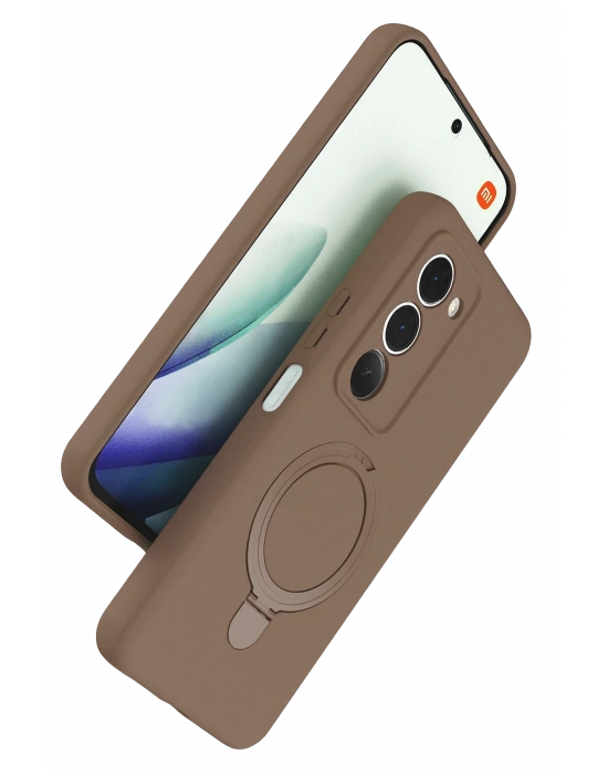 Newface Xiaomi Redmi 15 4G Regal Magsafe Standlı Kapak - Çöl Titanyum