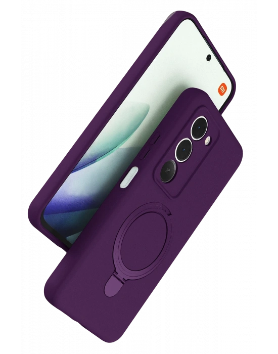 Newface Xiaomi Redmi 15 4G Regal Magsafe Standlı Kapak - Derin Mor