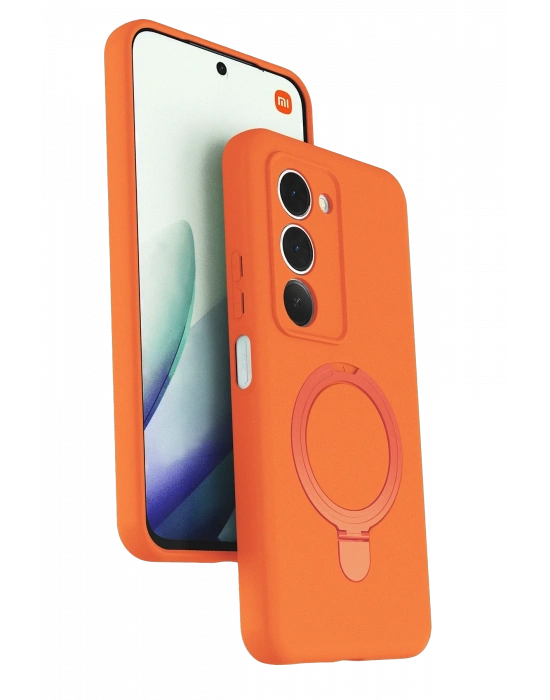 Newface Xiaomi Redmi 15 4G Regal Magsafe Standlı Kapak - Turuncu