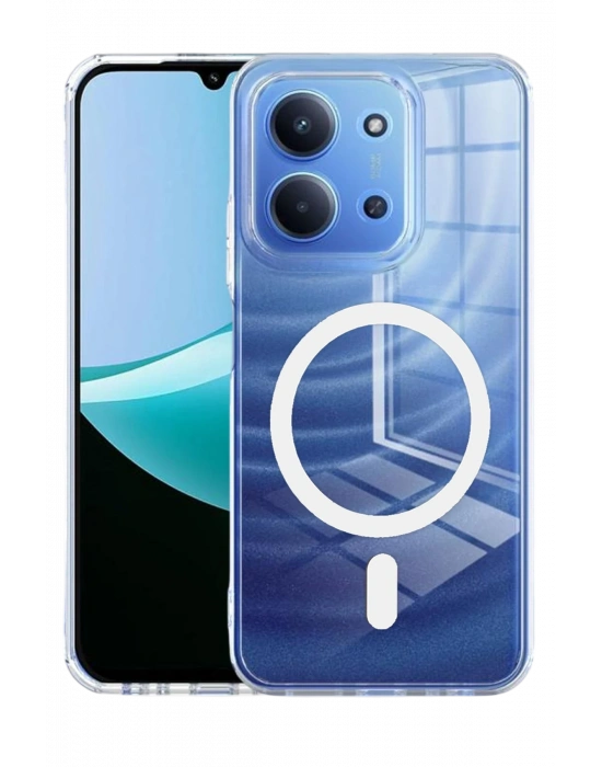 Newface Xiaomi Redmi 15C 4G Combo Sert Şeffaf Magsafe Kapak - Şeffaf