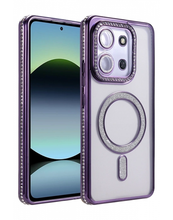 Newface Xiaomi Redmi 15C 4G Joke Simli Magneticsafe Kılıf - Derin Mor