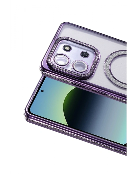 Newface Xiaomi Redmi 15C 4G Joke Simli Magneticsafe Kılıf - Derin Mor